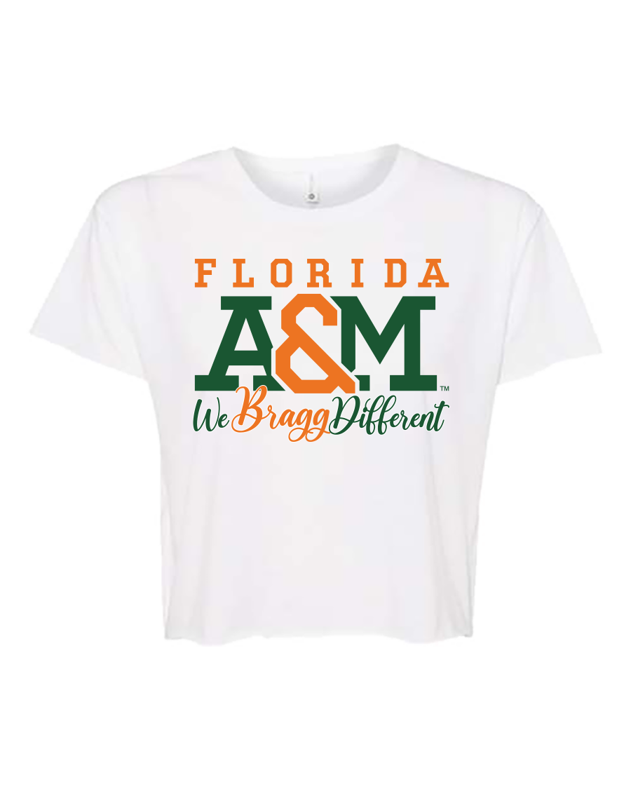 FAMU We bragg Different Women's Crop Top White