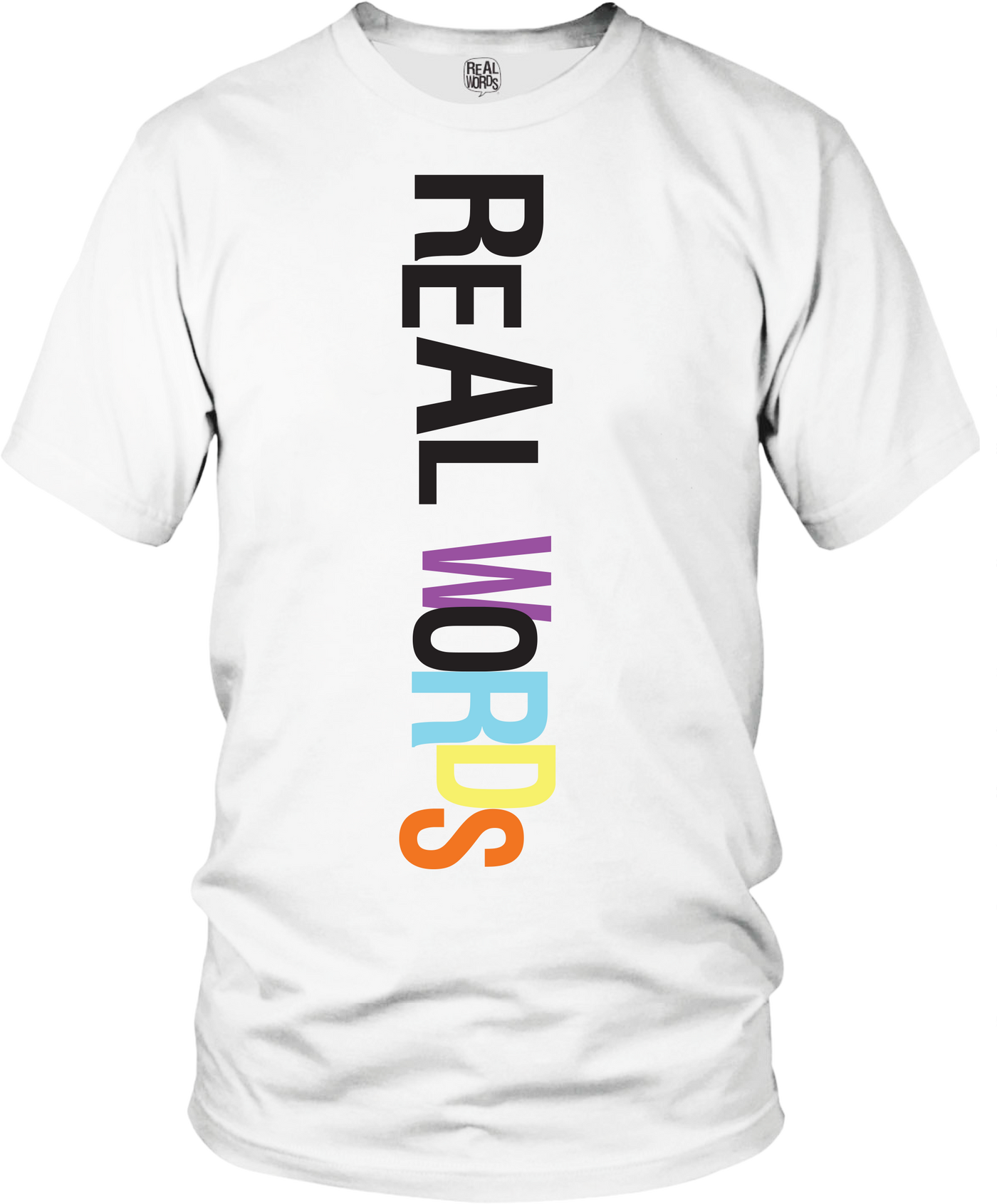 Real Words Down T-Shirt White Unisex