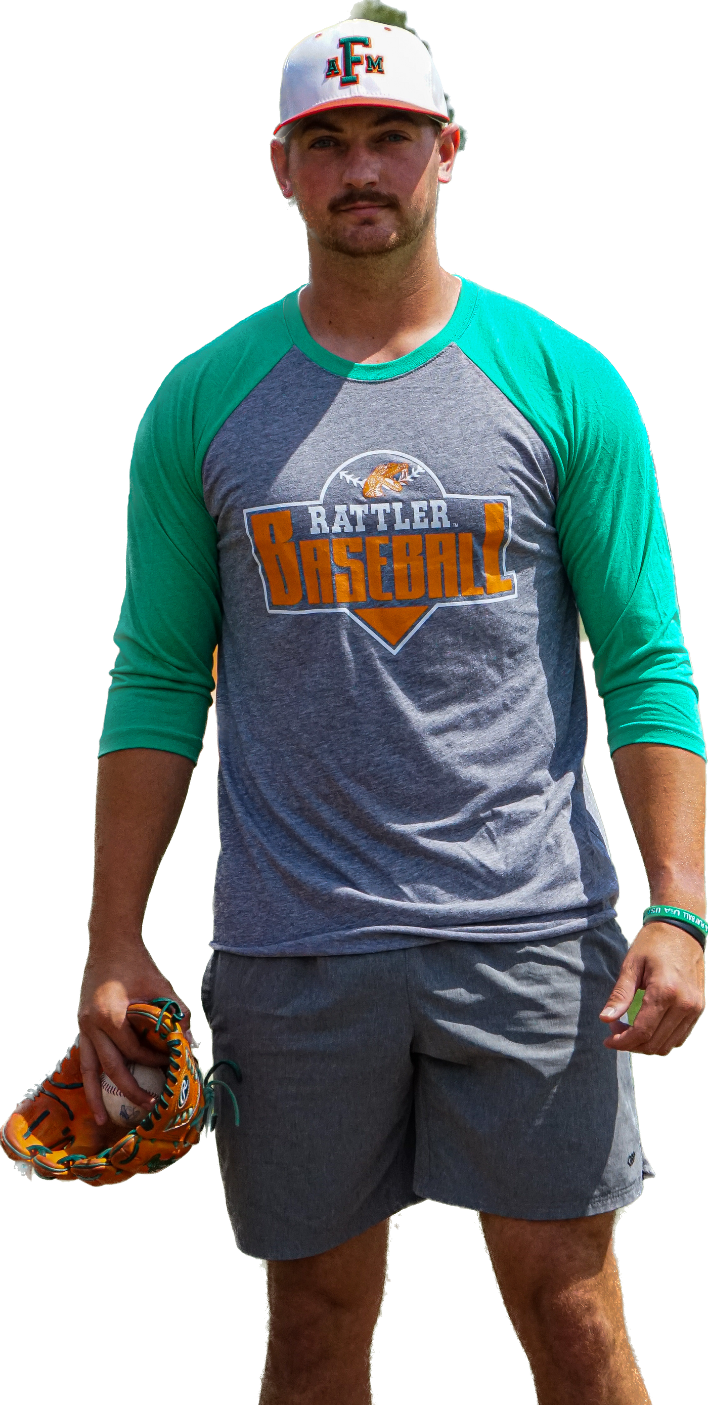 Rattler Baseball Unisex Raglan Three Quarter Sleeve T-Shirt