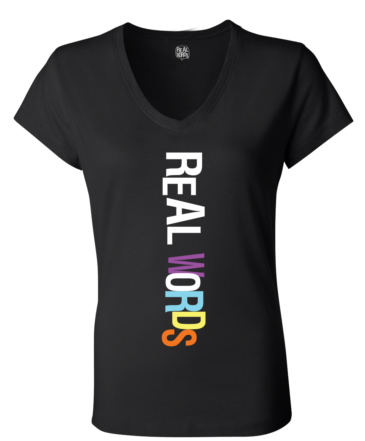 Real Words Women Down T-Shirt Black