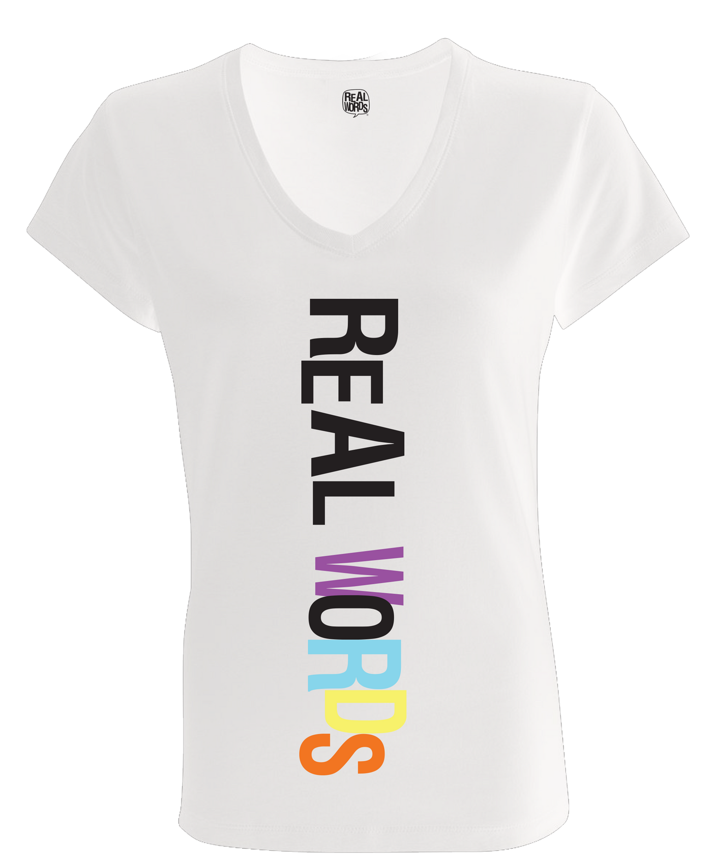 Real Words Women Down White T-Shirt